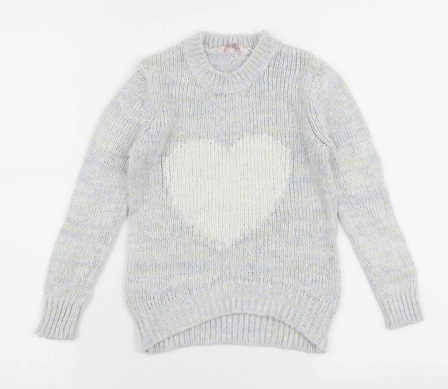 Miss Evie Girls Multicoloured Round Neck  Acrylic Pullover Jumper Size 6-7 Years  Pullover - Heart