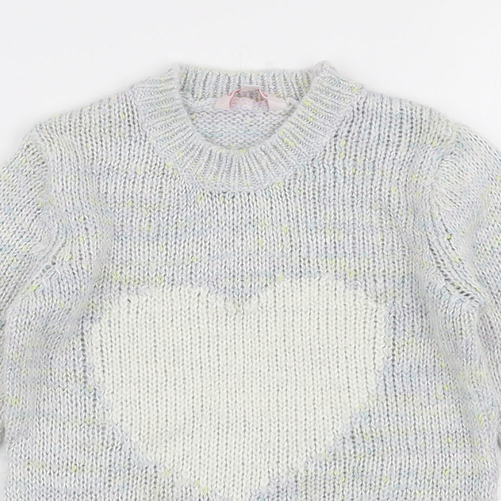 Miss Evie Girls Multicoloured Round Neck  Acrylic Pullover Jumper Size 6-7 Years  Pullover - Heart