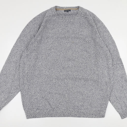 Boston Crew Mens Blue Round Neck  Cotton Pullover Jumper Size 2XL
