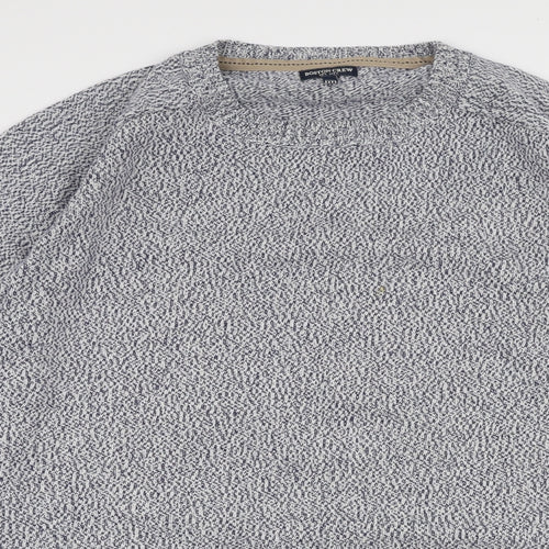 Boston Crew Mens Blue Round Neck  Cotton Pullover Jumper Size 2XL