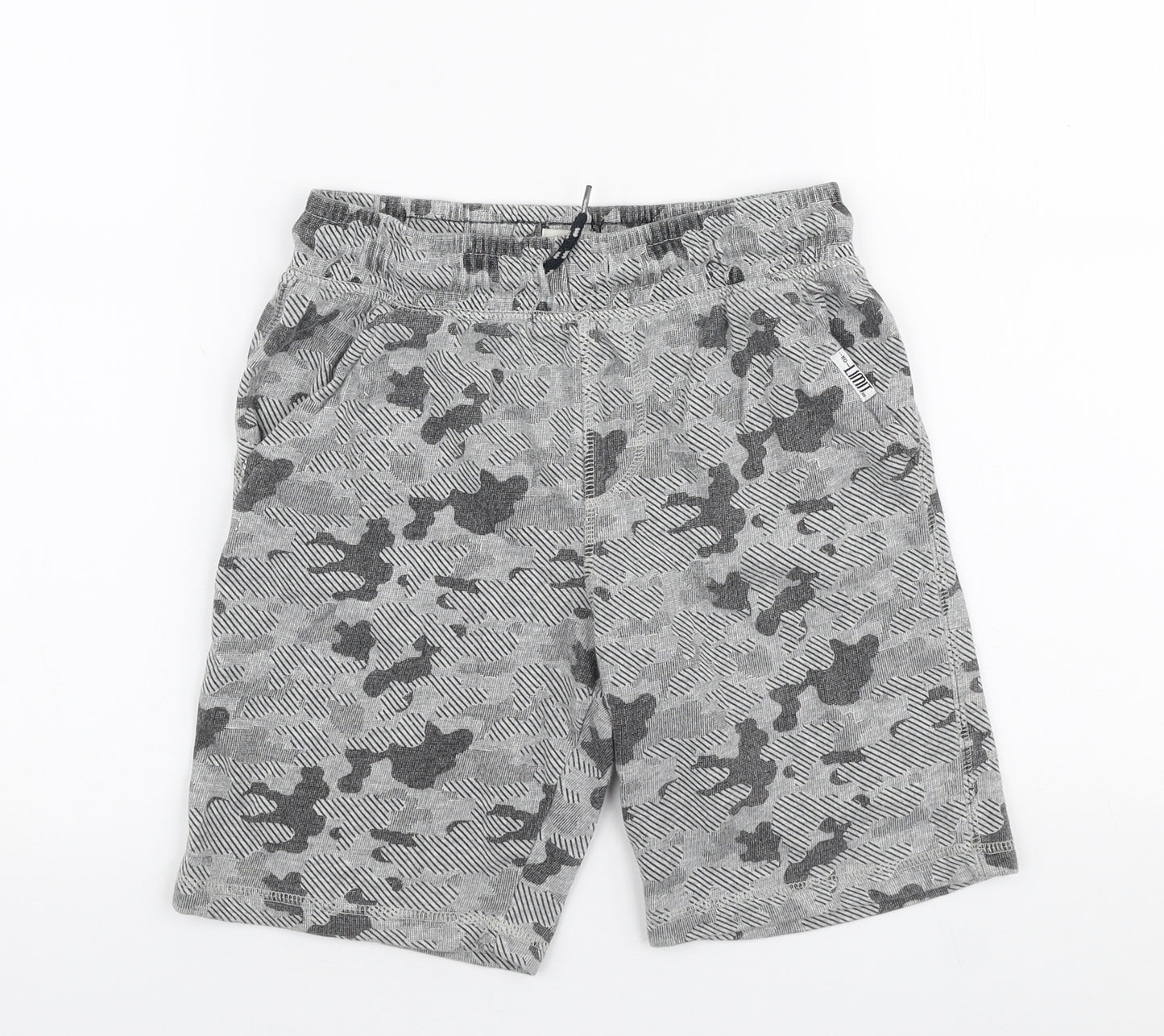 F&F Boys Grey Camouflage Cotton Sweat Shorts Size 9-10 Years  Regular Drawstring