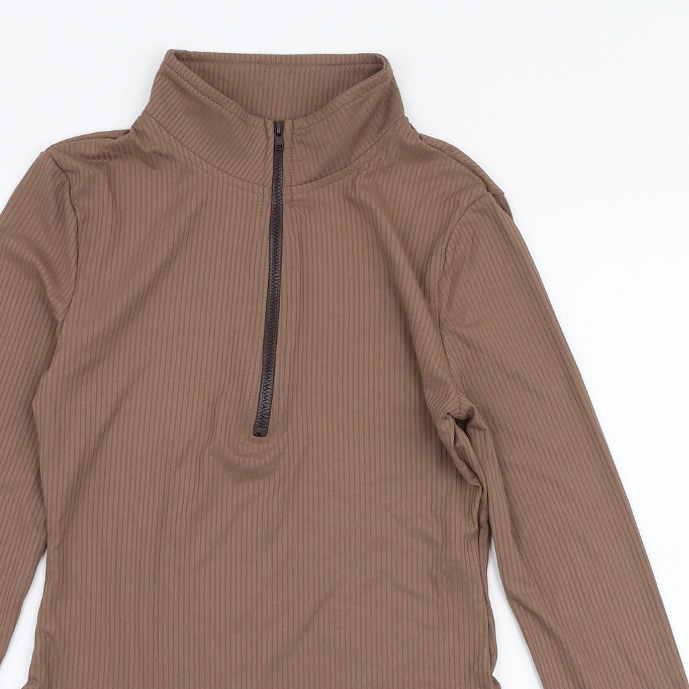 SheIn Womens Brown  Polyester Bodysuit One-Piece Size M  Snap