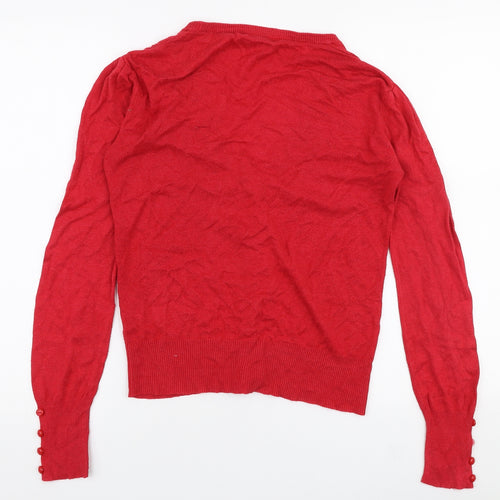 Atmosphere Womens Red V-Neck  Viscose Cardigan Jumper Size 10
