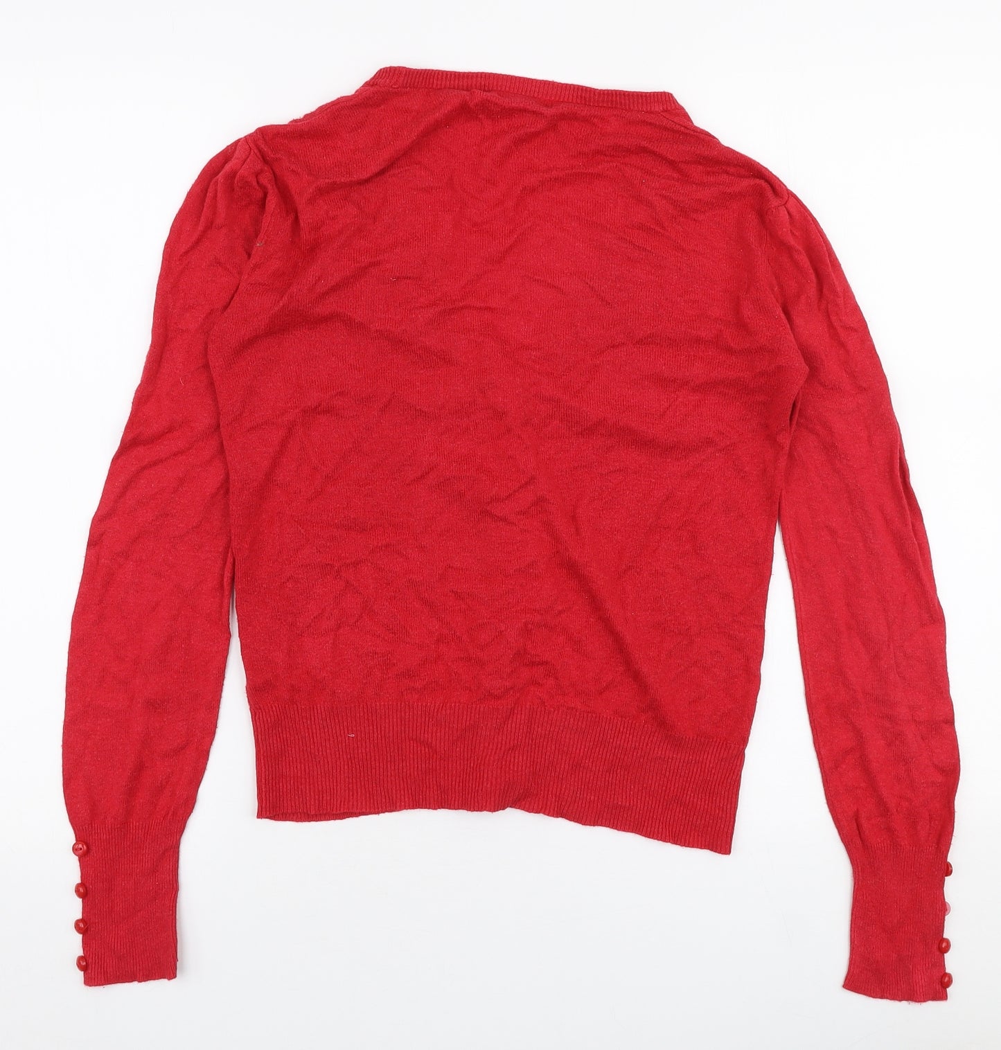 Atmosphere Womens Red V-Neck  Viscose Cardigan Jumper Size 10