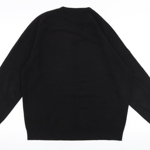 Marks and Spencer Mens Black V-Neck  Acrylic Pullover Jumper Size L