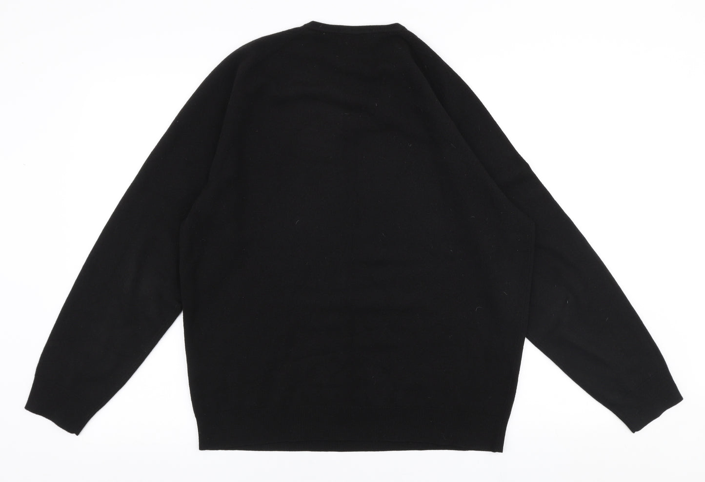 Marks and Spencer Mens Black V-Neck  Acrylic Pullover Jumper Size L