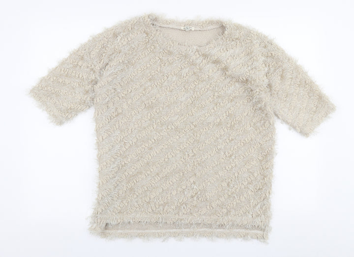 River Island Womens Beige Round Neck Polyester Pullover Jumper Size 14
