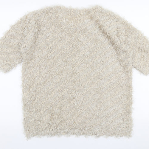 River Island Womens Beige Round Neck  Polyester Pullover Jumper Size 14