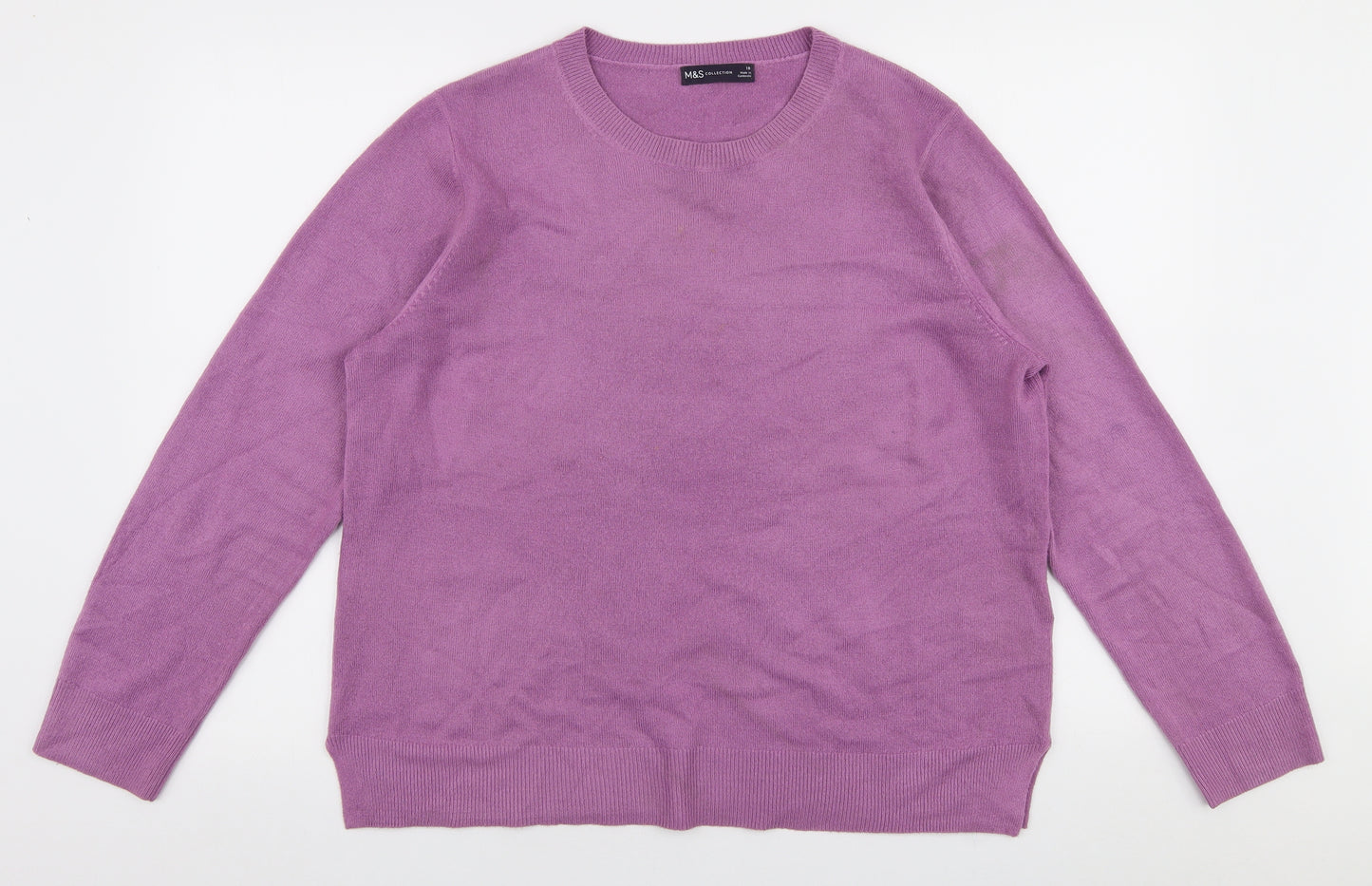 Marks and Spencer Womens Purple Round Neck  Acrylic Pullover Jumper Size 18