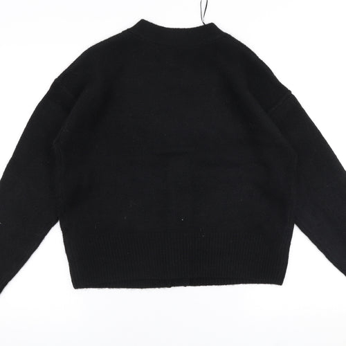 New Look Womens Black V-Neck  Acrylic Cardigan Jumper Size S   - Cropped