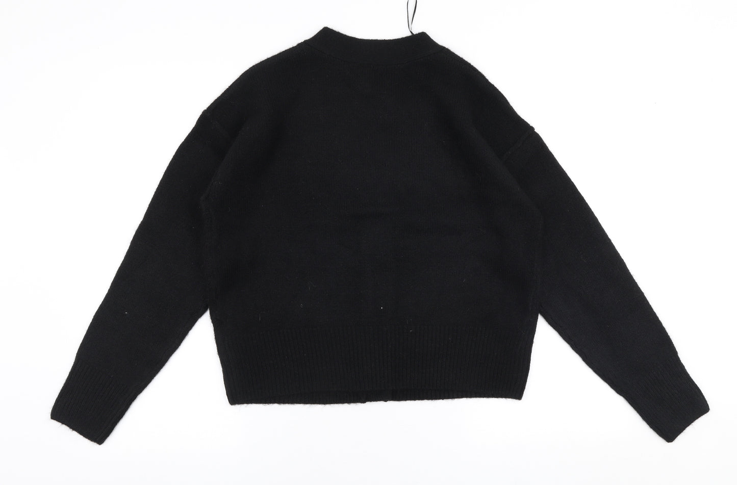 New Look Womens Black V-Neck  Acrylic Cardigan Jumper Size S   - Cropped