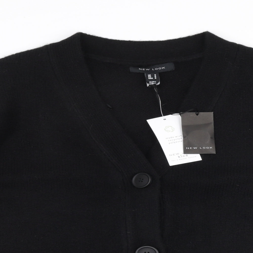 New Look Womens Black V-Neck  Acrylic Cardigan Jumper Size S   - Cropped