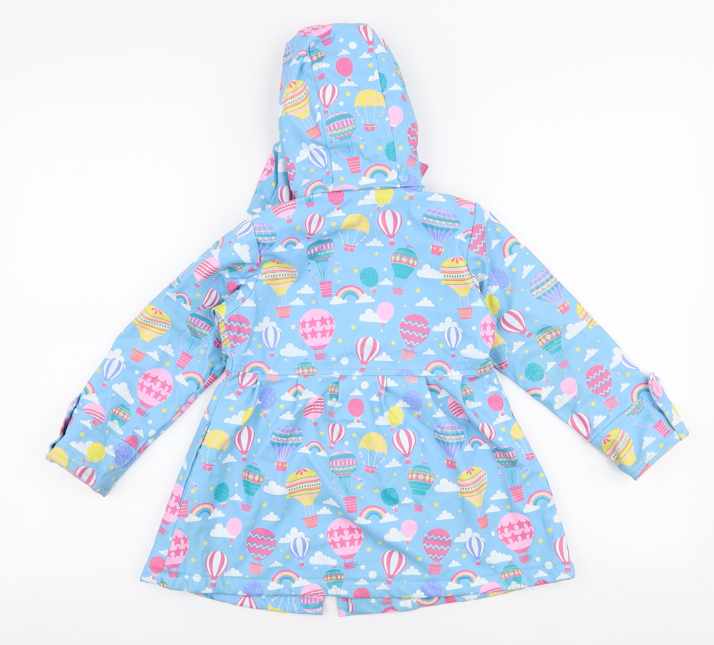 Minoti Girls Blue   Jacket Coat Size 3-4 Years  Button - Hot air balloons
