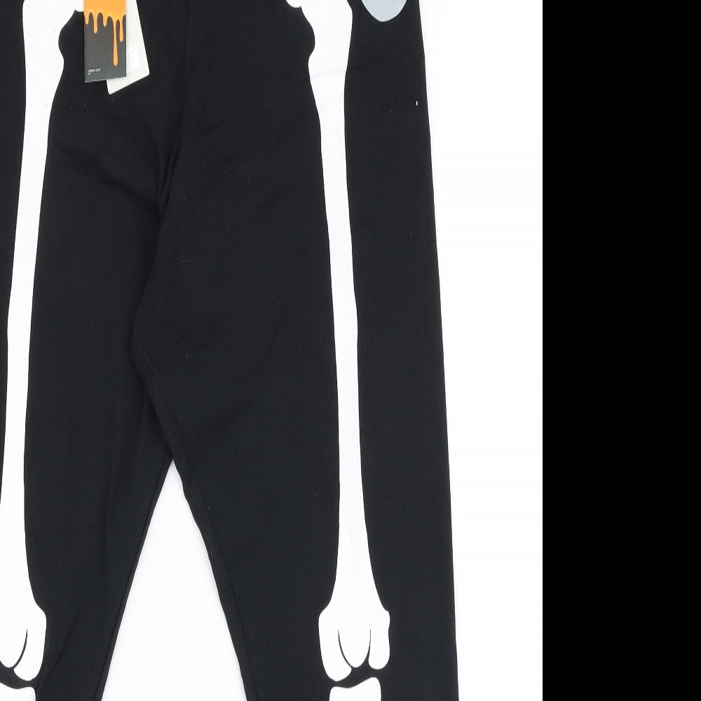 F&F Womens Black  Cotton Capri Leggings Size 22 L27 in   - Skeleton Halloween