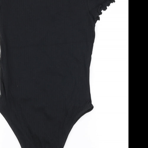 SheIn Womens Black  Cotton Bodysuit One-Piece Size M  Snap