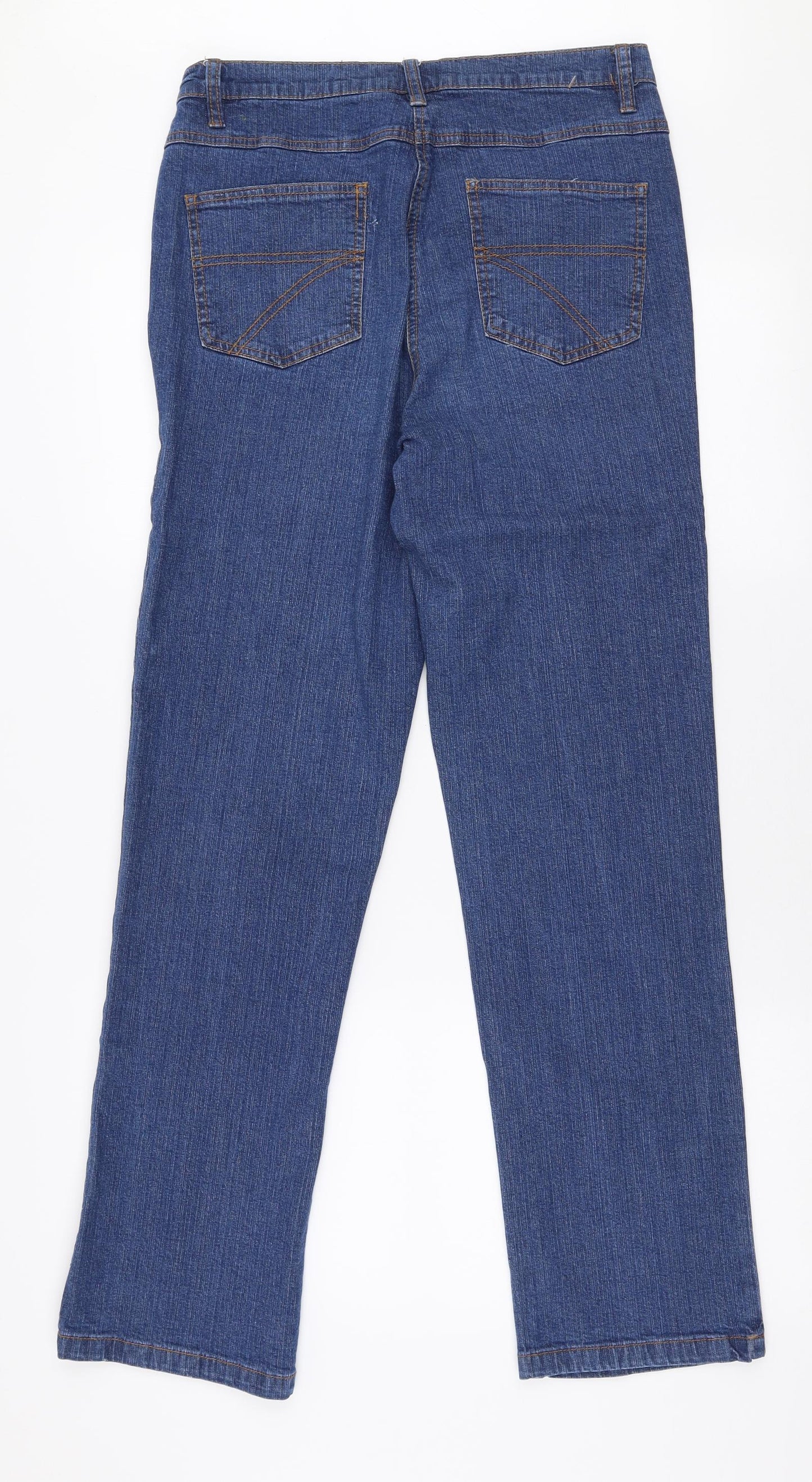 Collection Womens Blue  Cotton Straight Jeans Size 12 L30 in Regular Zip