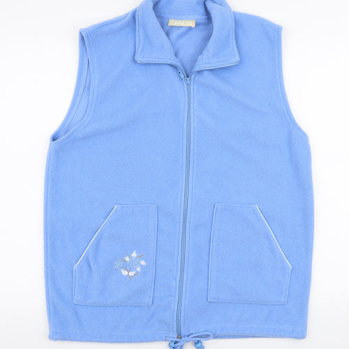 Daxon Womens Blue Floral  Gilet Jacket Size S  Zip
