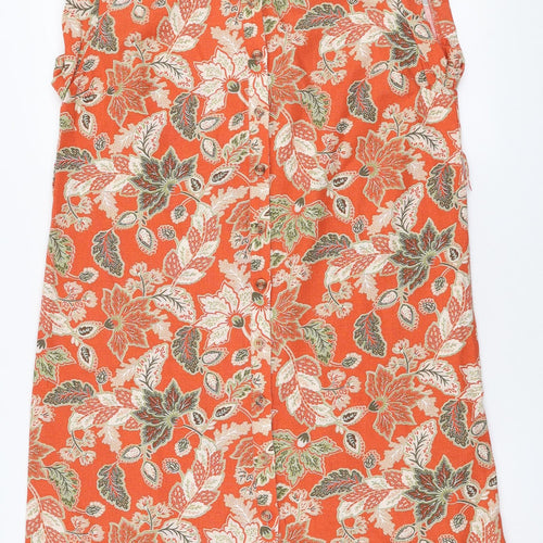 Damart Womens Orange Fair Isle Linen Shirt Dress  Size 14  Collared Button