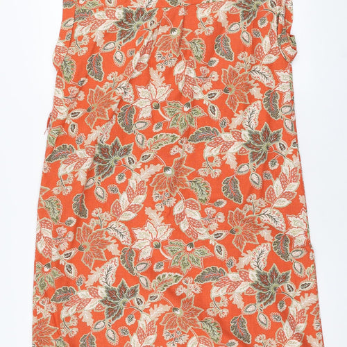 Damart Womens Orange Fair Isle Linen Shirt Dress  Size 14  Collared Button