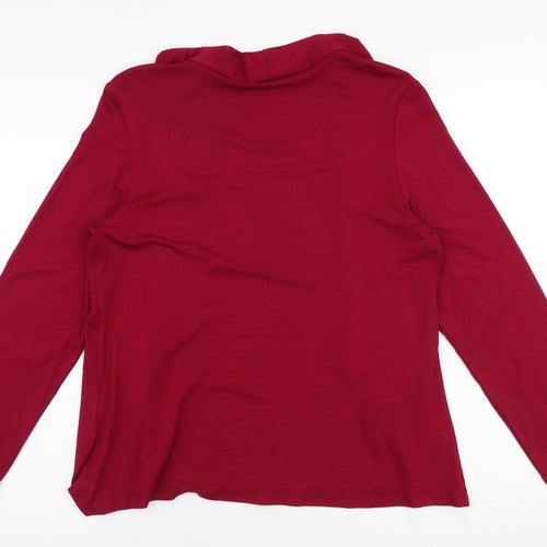 Saloos Womens Pink Geometric Viscose Basic Blouse Size 14 Scoop Neck