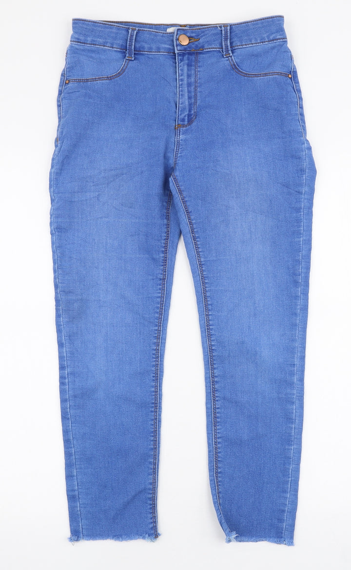 Dorothy Perkins Womens Blue Cotton Skinny Jeans Size 10 L23 in Slim Zip