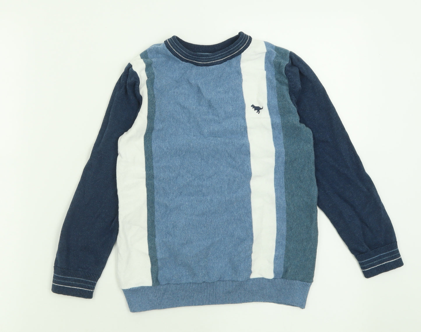 NEXT Boys Blue Crew Neck Striped Cotton Pullover Jumper Size 6-7 Years  Pullover