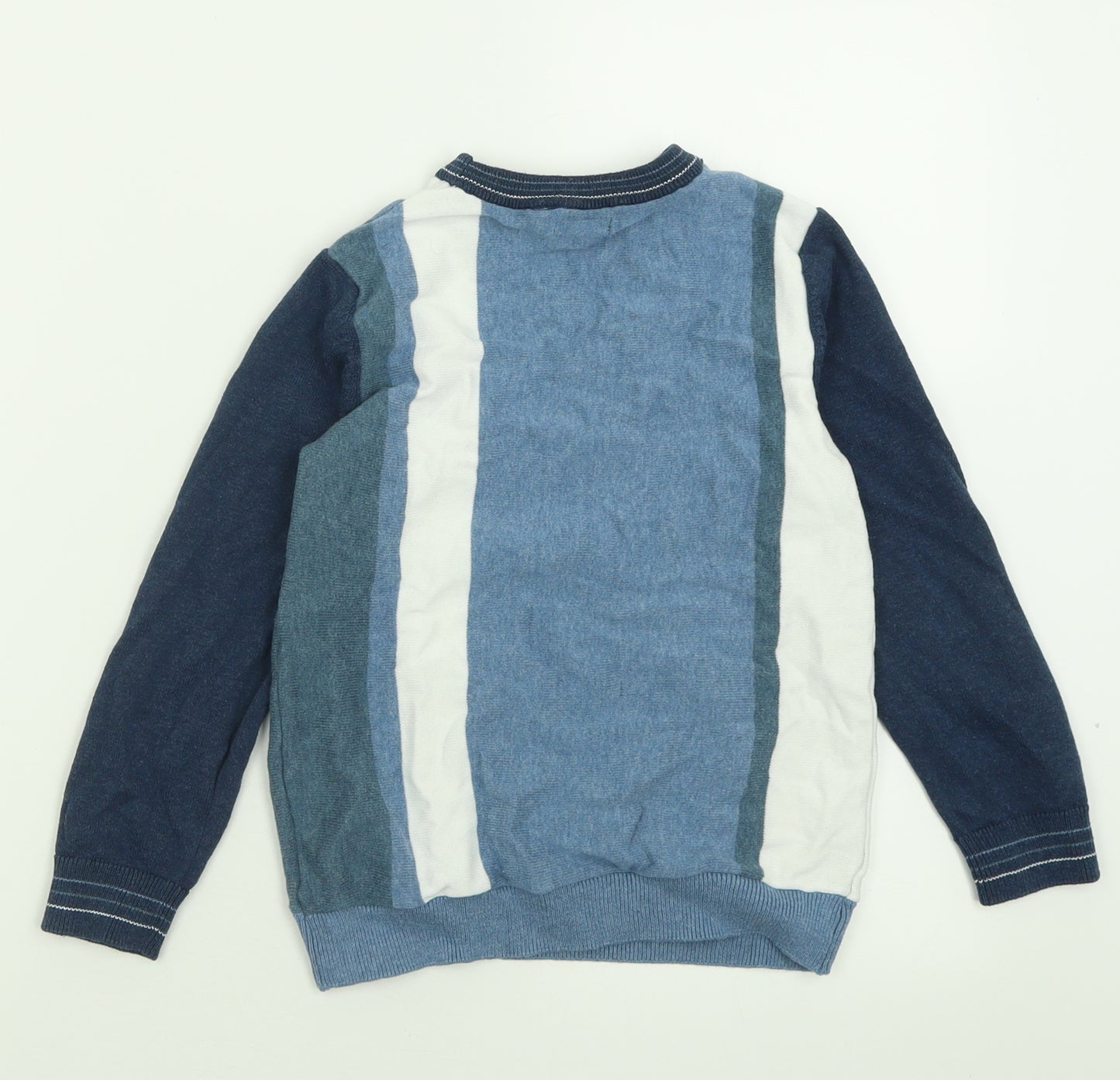 NEXT Boys Blue Crew Neck Striped Cotton Pullover Jumper Size 6-7 Years  Pullover