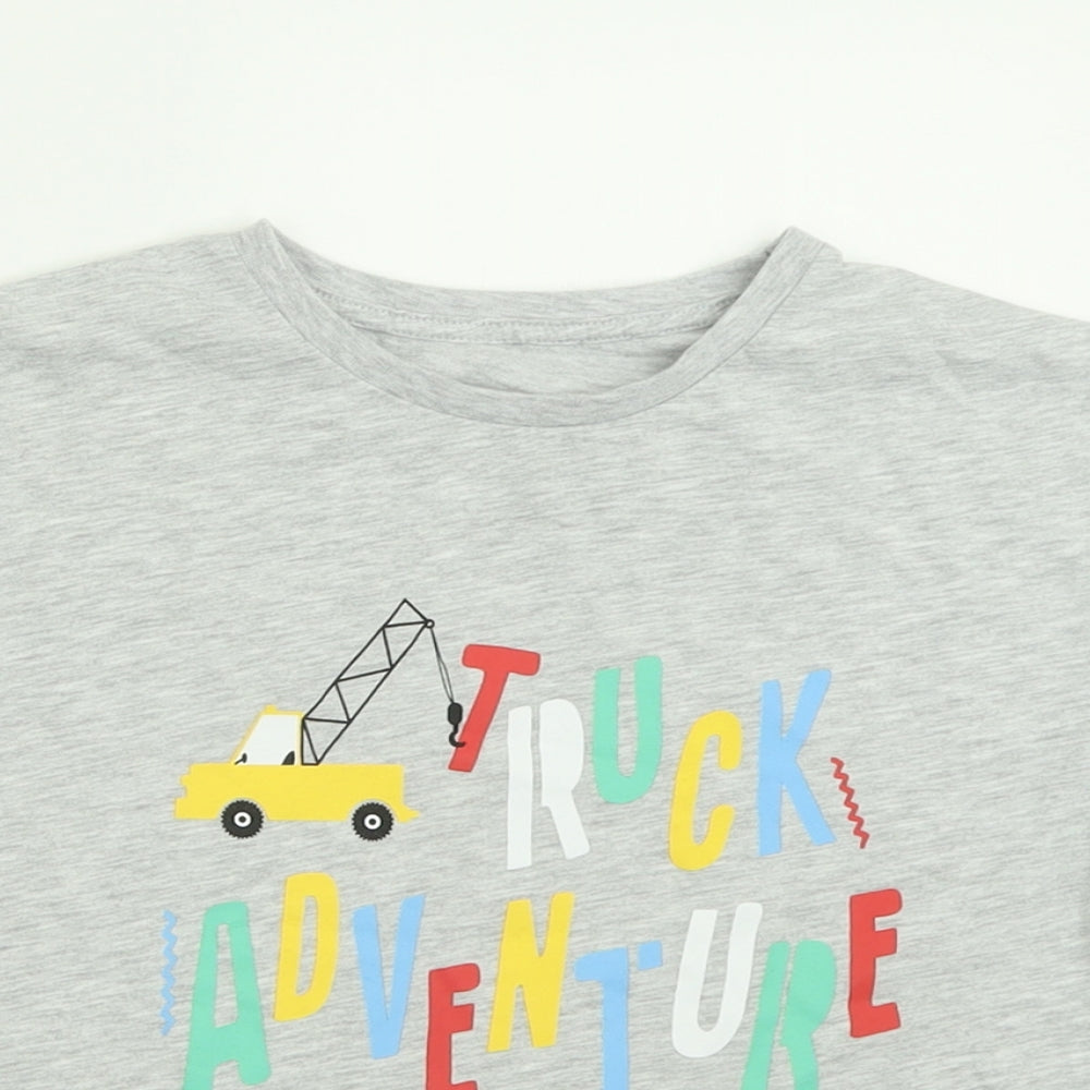 Matalan Boys Grey  Cotton Basic T-Shirt Size 5-6 Years Crew Neck Pullover - Trucks