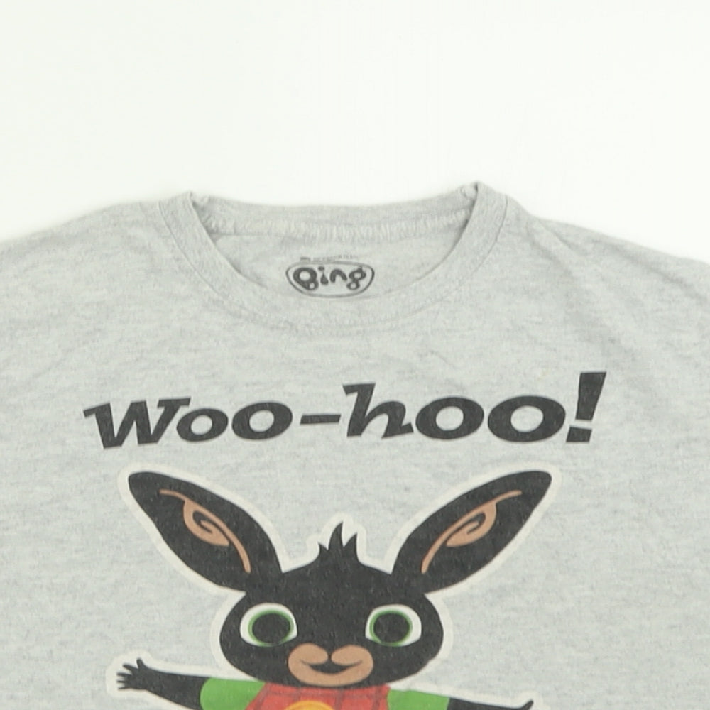 Bing Girls Grey  Cotton Basic T-Shirt Size 5-6 Years Crew Neck Pullover