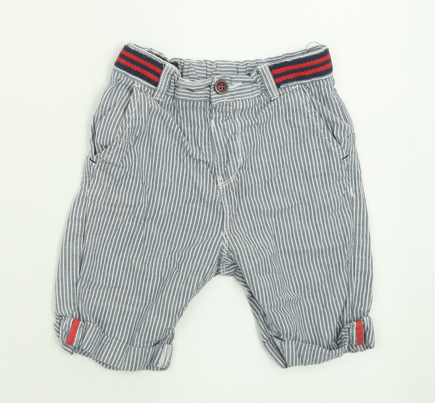 George Boys Blue Striped Cotton Bermuda Shorts Size 4-5 Years  Regular Buckle