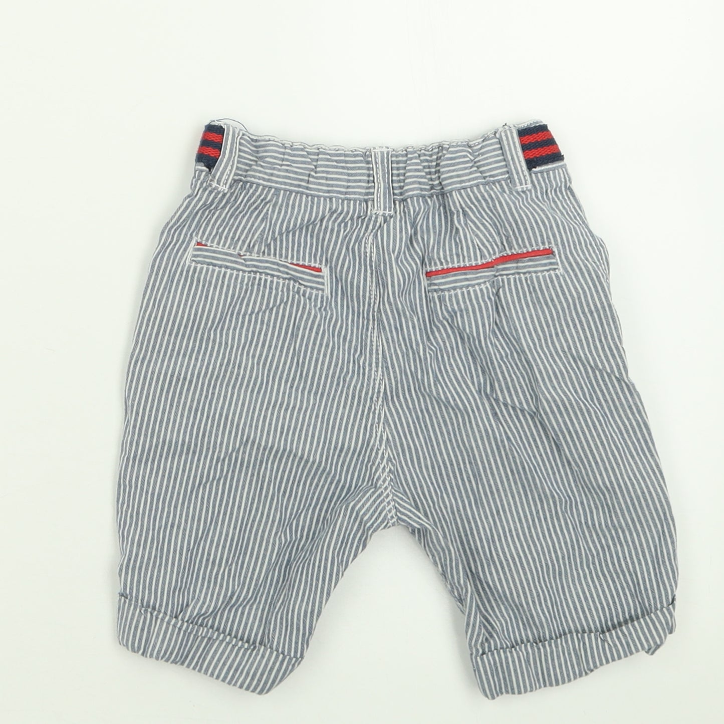 George Boys Blue Striped Cotton Bermuda Shorts Size 4-5 Years  Regular Buckle
