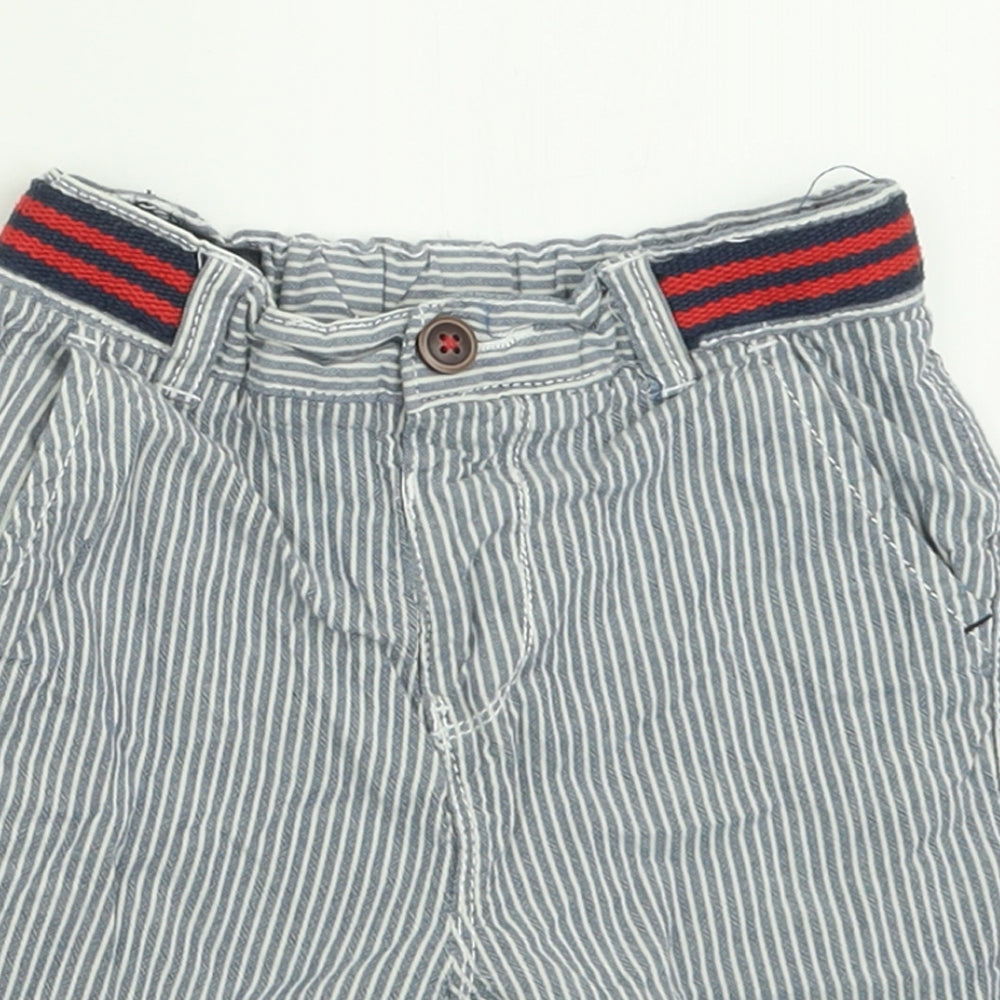 George Boys Blue Striped Cotton Bermuda Shorts Size 4-5 Years  Regular Buckle
