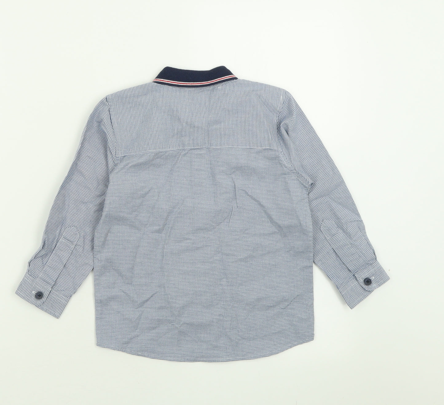 Matalan Boys Blue Gingham Cotton Basic Button-Up Size 3-4 Years Collared Button