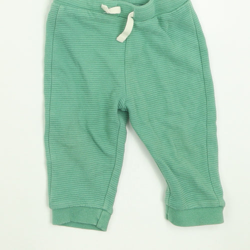 Marks and Spencer Boys Green  Cotton Capri Trousers Size 6-9 Months  Tie