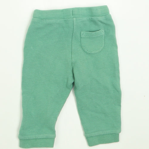 Marks and Spencer Boys Green  Cotton Capri Trousers Size 6-9 Months  Tie