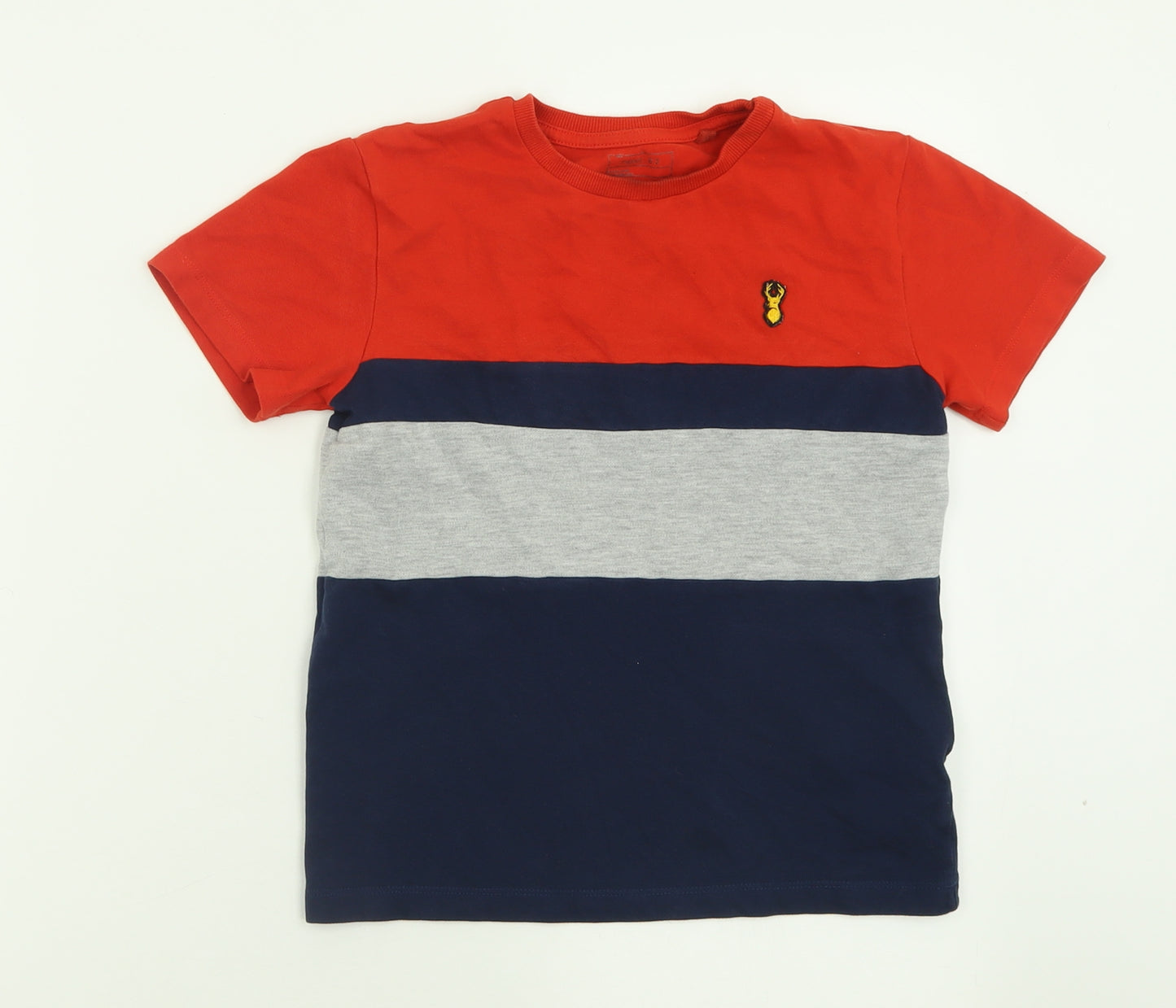 NEXT Boys Blue Striped Cotton Basic T-Shirt Size 7 Years Crew Neck Pullover