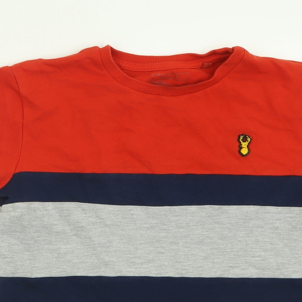 NEXT Boys Blue Striped Cotton Basic T-Shirt Size 7 Years Crew Neck Pullover