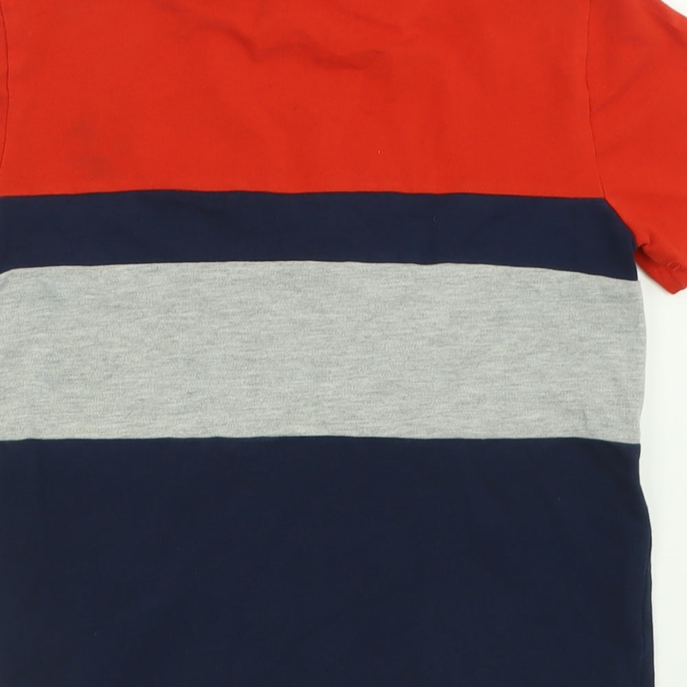 NEXT Boys Blue Striped Cotton Basic T-Shirt Size 7 Years Crew Neck Pullover