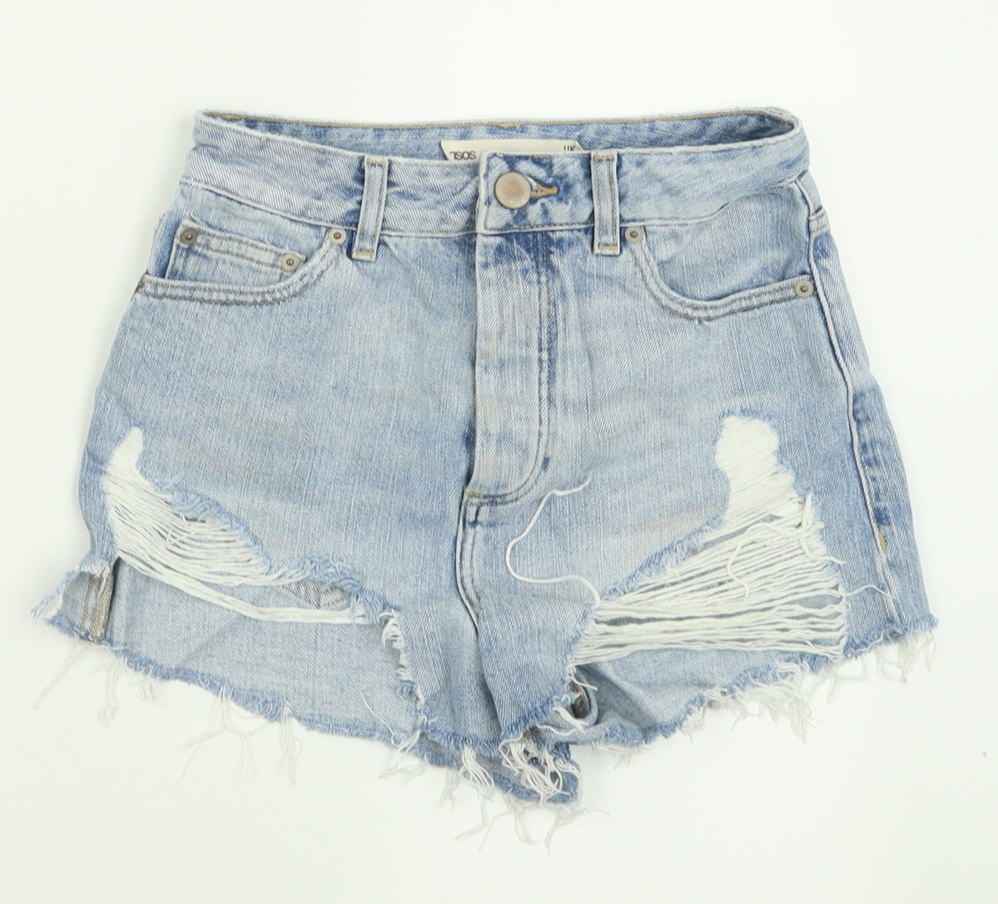 ASOS Womens Blue  Cotton Hot Pants Shorts Size 6  Regular Button
