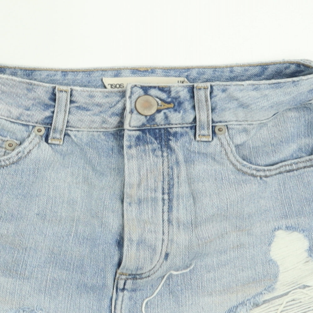 ASOS Womens Blue  Cotton Hot Pants Shorts Size 6  Regular Button