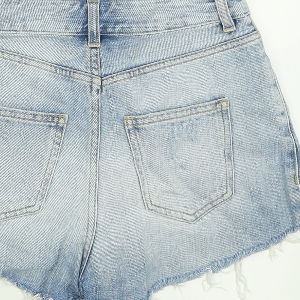 ASOS Womens Blue  Cotton Hot Pants Shorts Size 6  Regular Button