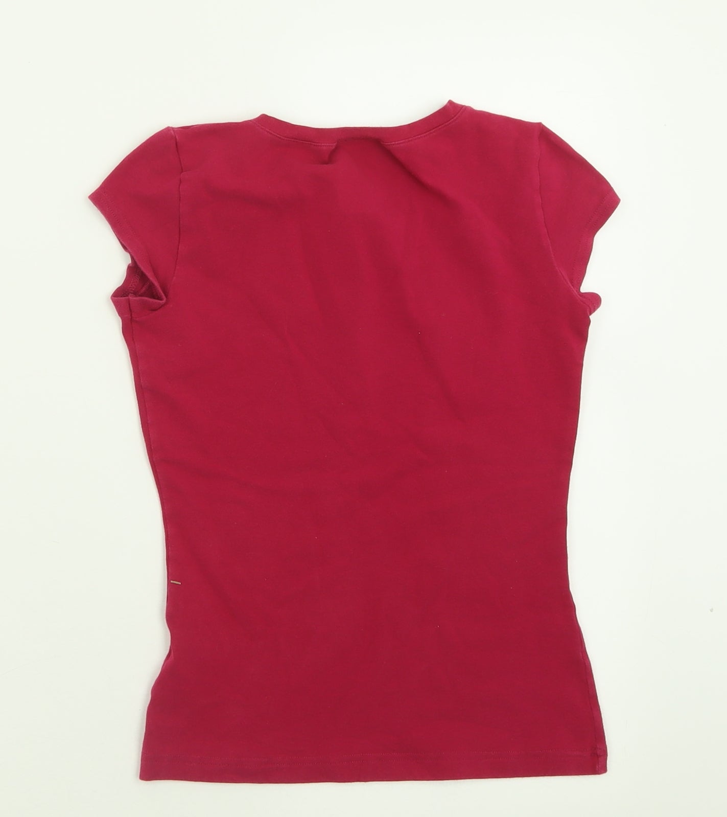 Topshop Womens Pink  Cotton Basic T-Shirt Size 8 Crew Neck