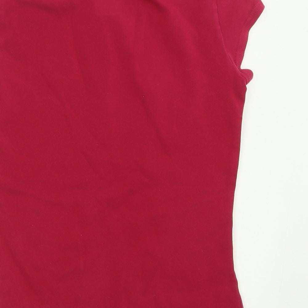 Topshop Womens Pink  Cotton Basic T-Shirt Size 8 Crew Neck