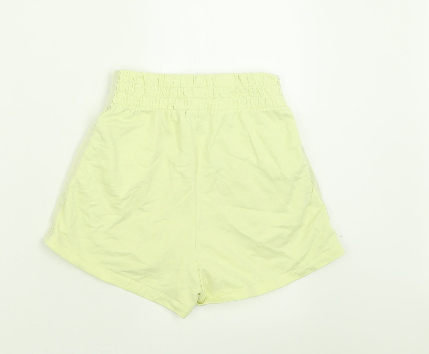 adidas Womens Yellow Striped Cotton Sweat Shorts Size 4  Regular Pull On