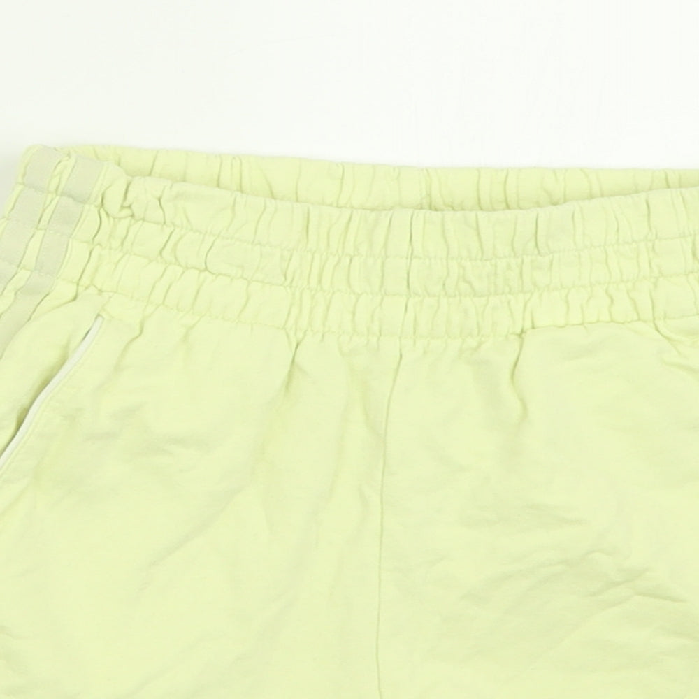 adidas Womens Yellow Striped Cotton Sweat Shorts Size 4  Regular Pull On