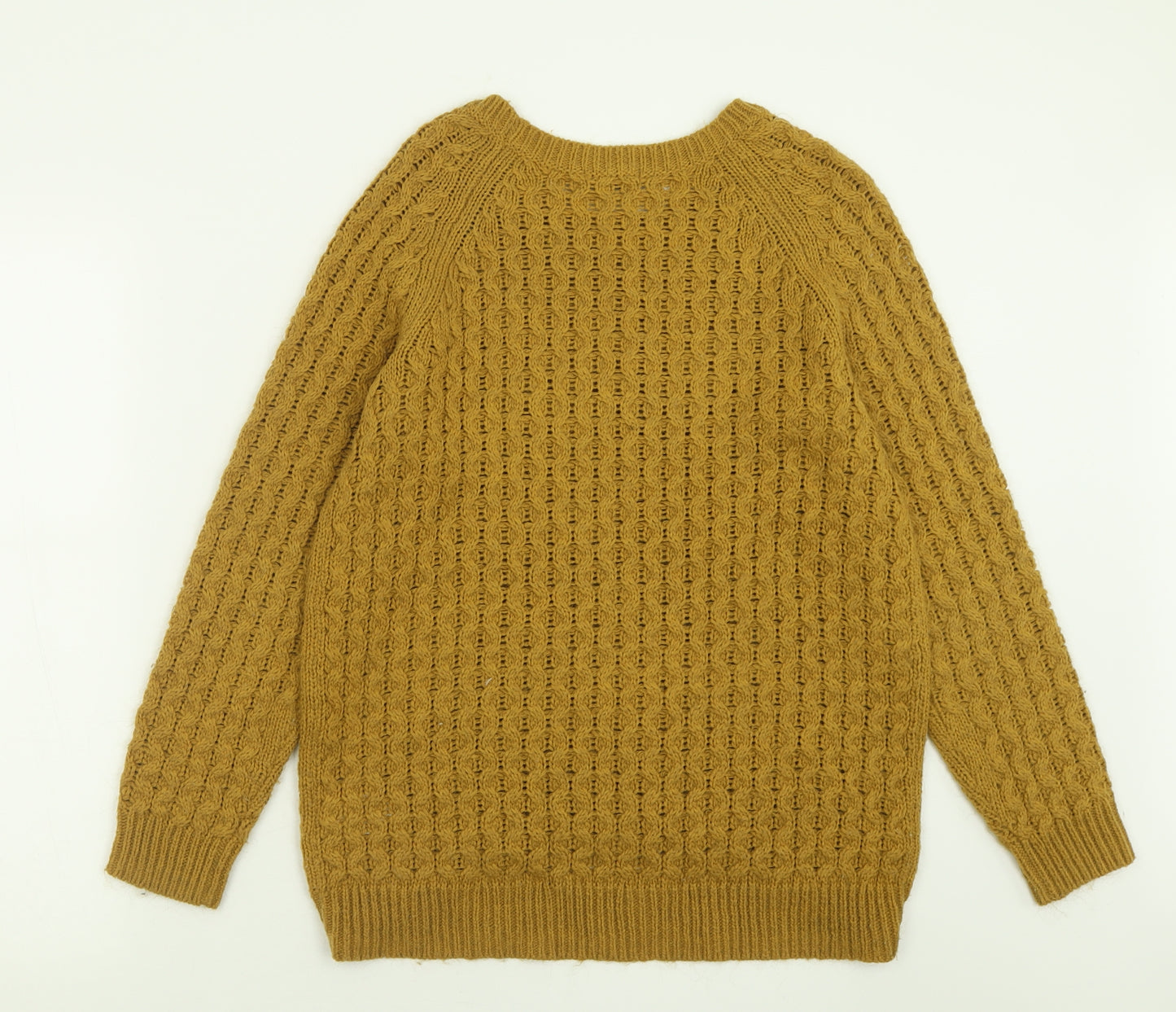 H&M Womens Yellow Crew Neck  Acrylic Pullover Jumper Size XS