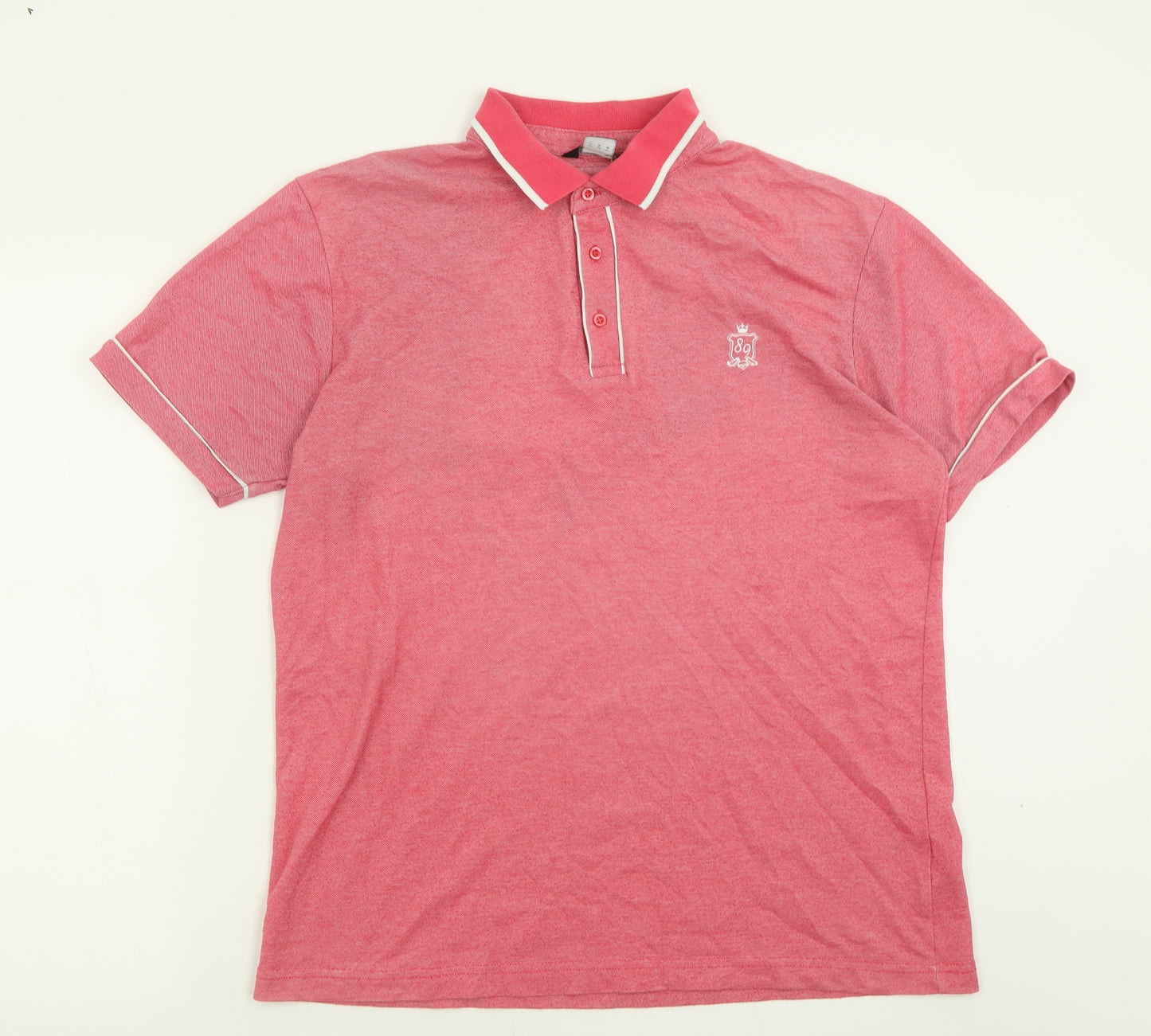 F&F Mens Pink  Cotton  Polo Size M Collared Button