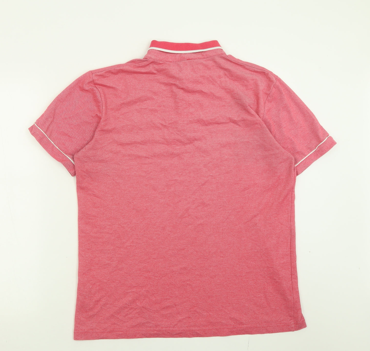 F&F Mens Pink  Cotton  Polo Size M Collared Button
