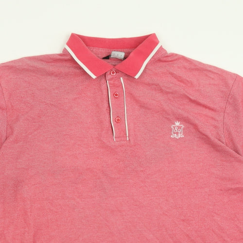 F&F Mens Pink  Cotton  Polo Size M Collared Button