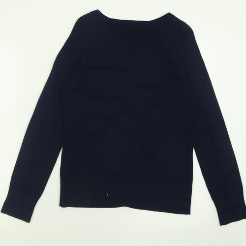 Debenhams Womens Blue Crew Neck  Viscose Cardigan Jumper Size 10
